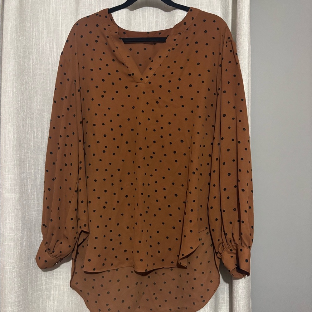 Maurices Rust Polka Dot Blouse